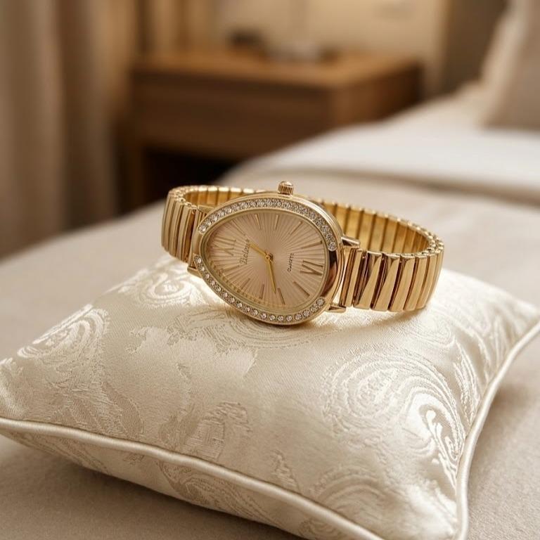 Relógio Feminino Formato Gota Pulseira Elástica Resistente à Àgua Bracelete De Mola