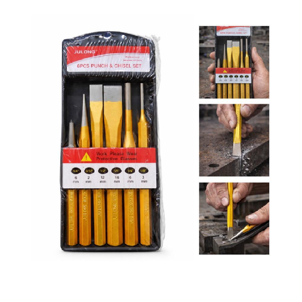 KIT TALHADEIRA PUNCAO PONTEIRO SACA PINO 6 PECAS PROFISSIONAL REFORCADO EXTRATOR