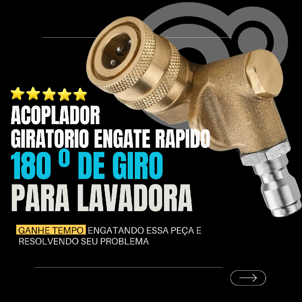 Acoplador Giratorio Para Lavadora De Alta Pressão 180 Graus Engate Rapido — imagem 2 de 2