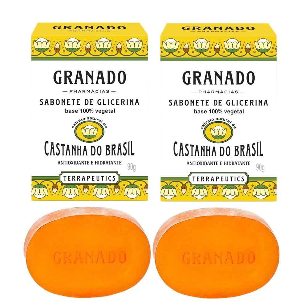 Kit 2 Sabonete Phebo Granado Castanha do Brasil Glicerina Vegetal Natural em Barra 90g