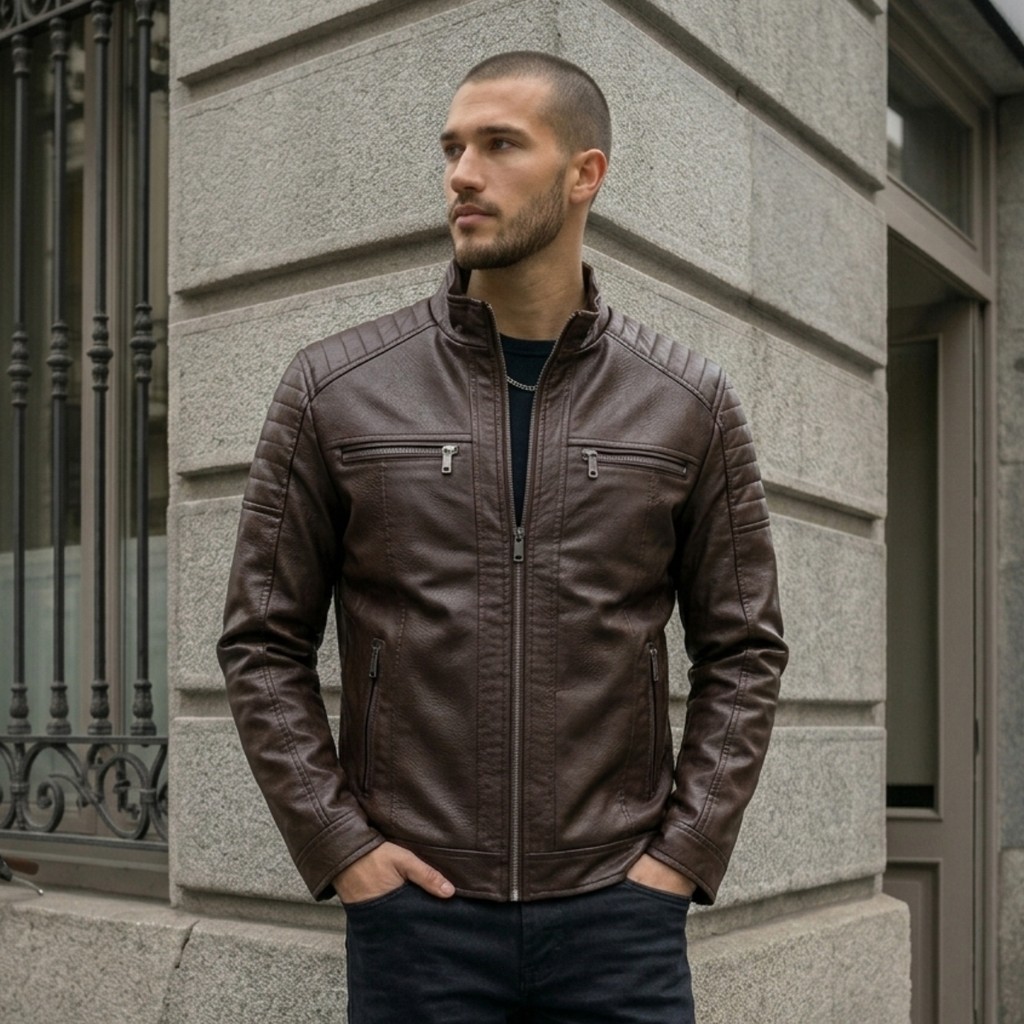 Jaqueta De Couro Masculino Slim Grossa Frio Inverno Moderna Resistente Premium Impermeável