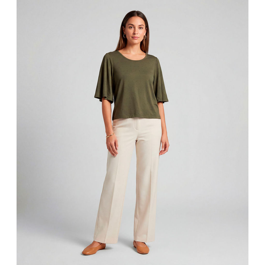 Blusa Feminina Com Manga Godê Infinita Cor Verde em Oferta na Shopee