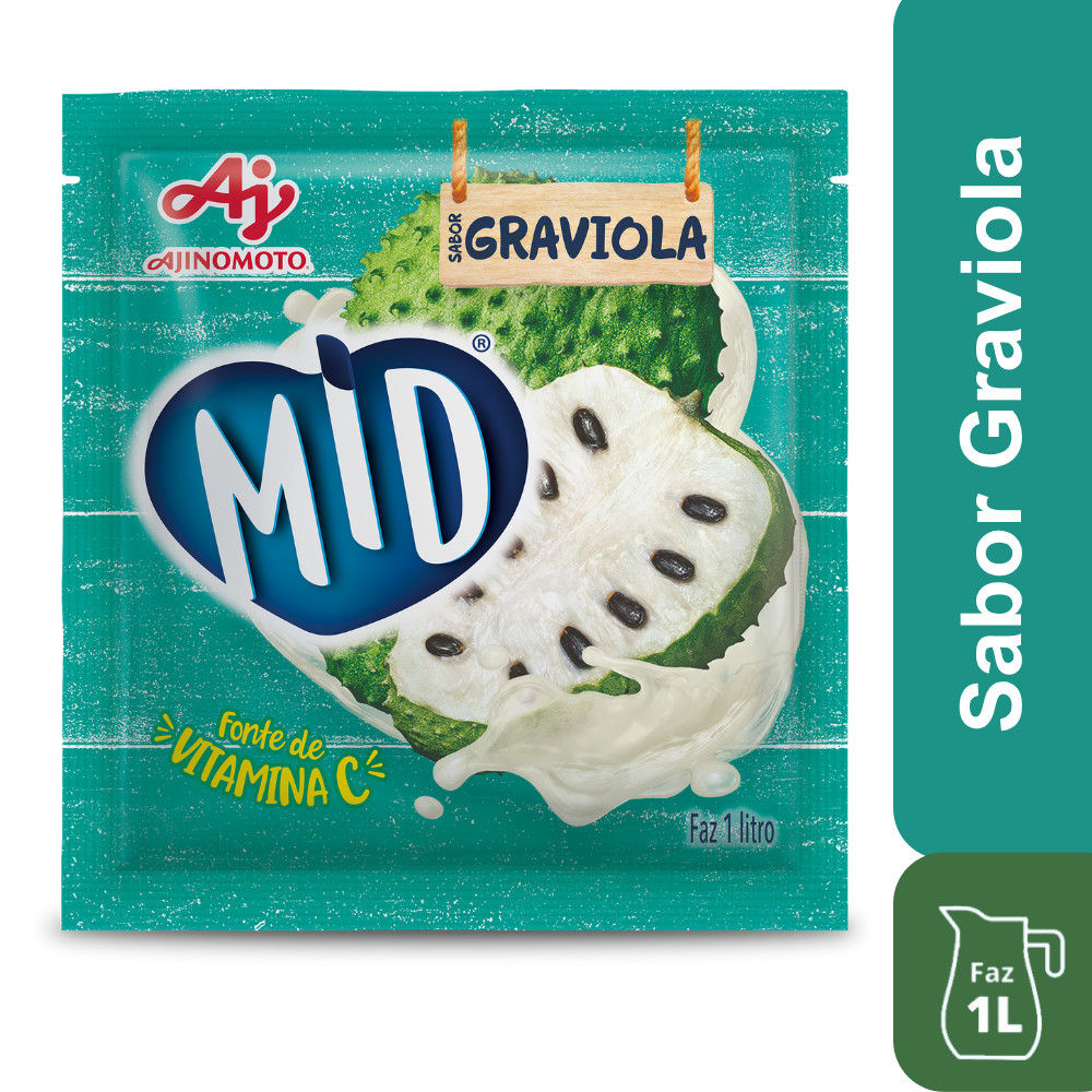 Kit Refresco em Pó MID® Sabor Graviola Com 5 Unidades de 20g