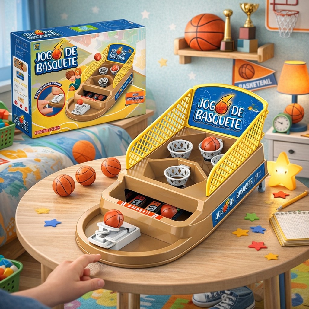 Jogo Basquete Mesa Infantil Brinquedo Interativo c/ catapulta
