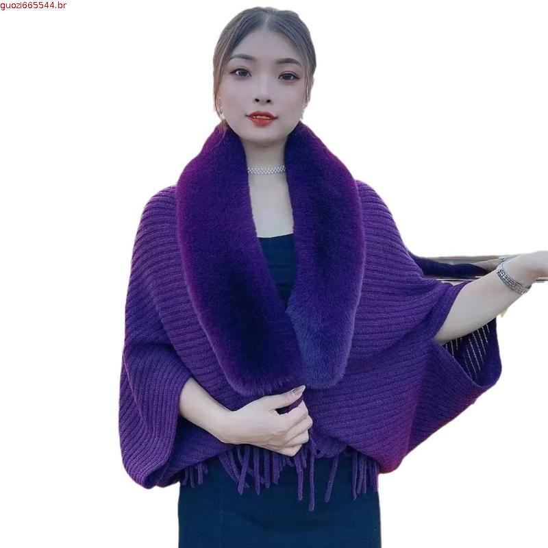 Chuva Tricô Xale Manto Feminino Vestidos De Noite Inverno Quente
