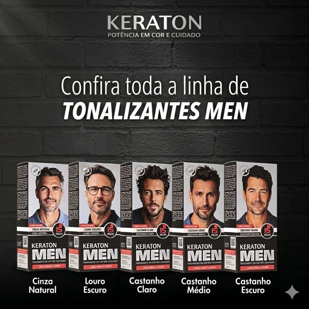 Keraton Men Tonalizante Masculino – Cor Natural, Disfarce de Grisalhos e Visual Renovado!