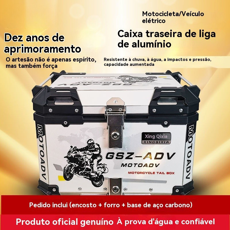 Baú traseiro para motocicleta, baú de alumínio, caixa de armazenamento traseira para motocicleta