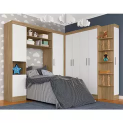 Guarda Roupa Modulado Solteiro Andrea Boreal/branco - Móveis Arapongas