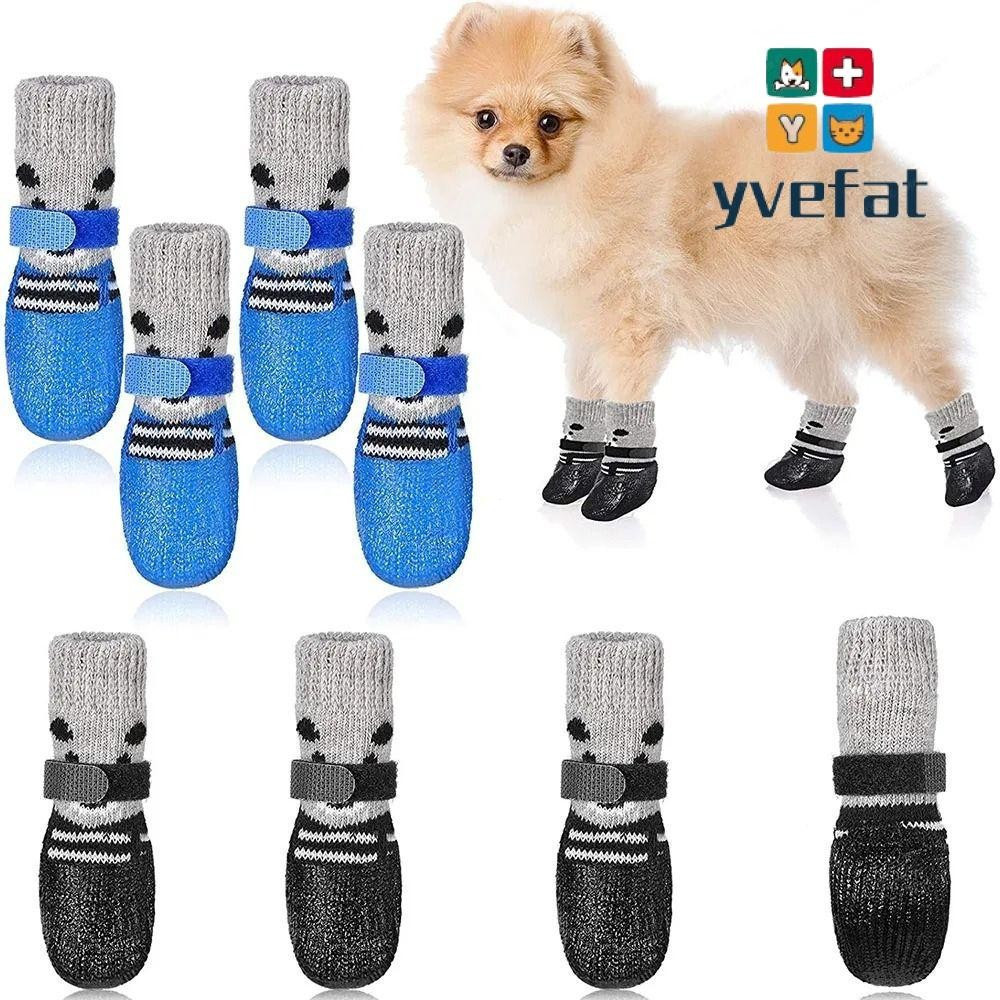 Meias de Borracha YVEFAT para Cães e Gatos, Botas Impermeáveis para Chuva e Neve com Cordão Ajustável AWRQ