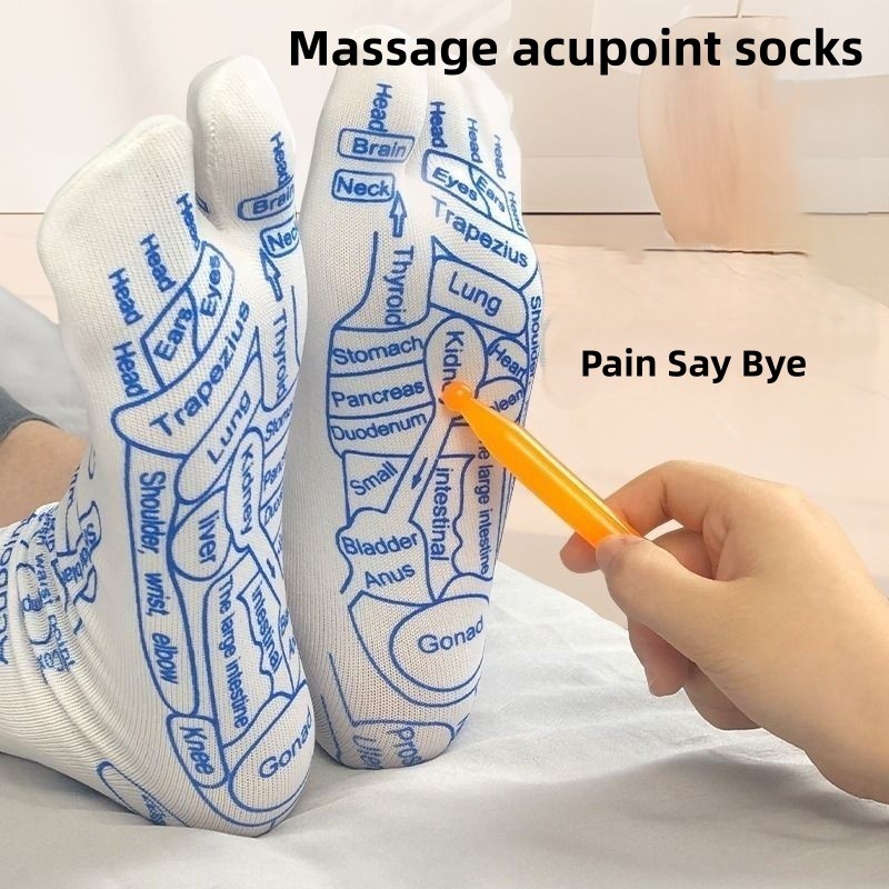 Acupoint Ilustrado Meias Massagem Nos Pés Cuidados De Saúde Meridian Stick Relaxamento Reflexologia Auxiliar Respirável