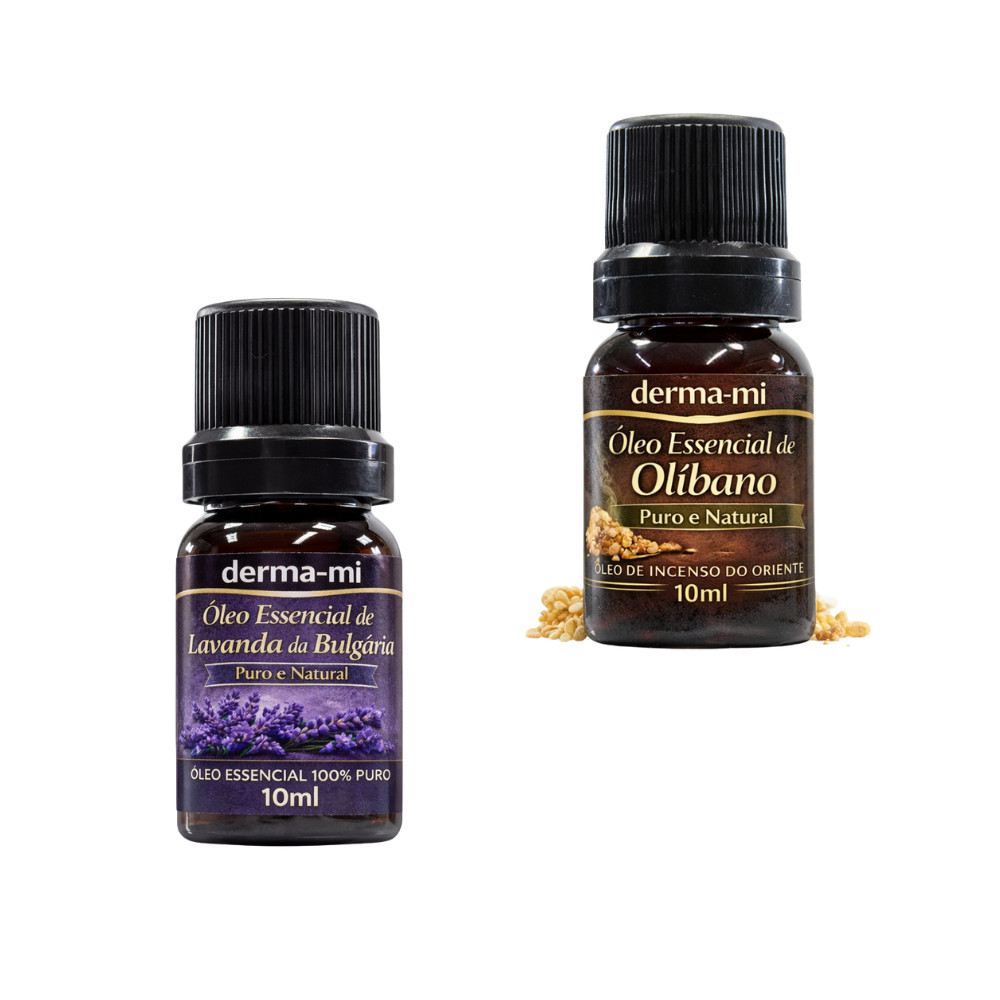 Kit Óleos Essenciais Lavanda + Olibano 100% Puros | Relaxamento Profundo, Sono Tranquilo e Equilíbrio Emocional