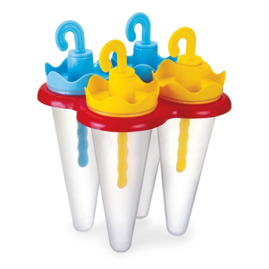Kit Forma Sorvete Saudáveis Gelinho Faz 4 Picolé Guarda Chuva Com Suporte