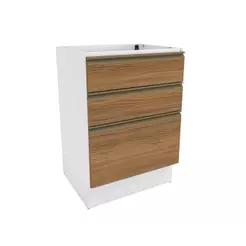 Balcão 3 Gavetas Kappesberg Celeste 100% MDF Branco/Nogueira 60cm