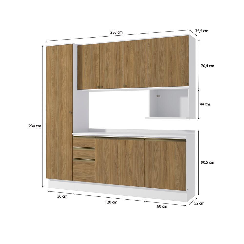 Armário de Cozinha Compacta Nicho Micro-ondas 100% MDF 230cm Branco/Nogueira Celeste Kappesberg — imagem 2 de 2