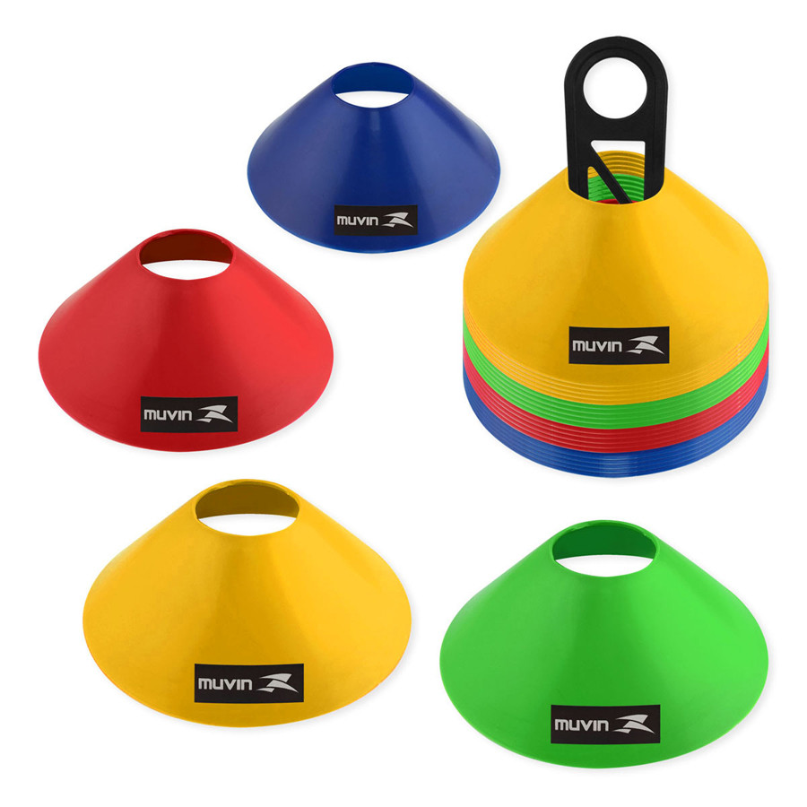 Kit 24 Cones de Marcação Muvin Chapéu Chinês Treino Futebol Funcional