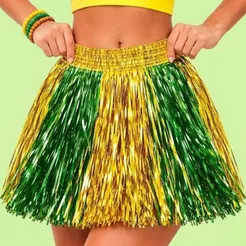 Fantasia Saia Cortininha - Verde e Dourado - 1 unidade - Rizzo