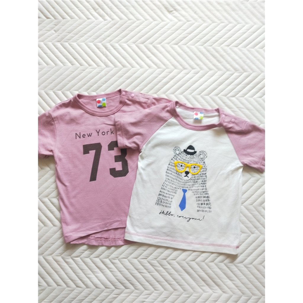 Qing estilo japonês meninos meninas crianças roupas de algodão puro manga curta camiseta em torno do pescoço pulôver beb
