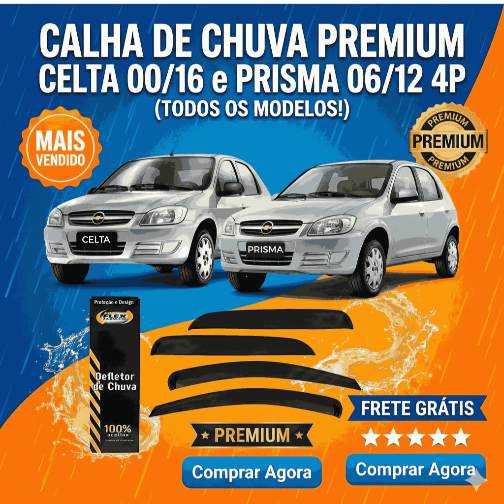 Calha de Chuva Defletor Celta 2000 a 2016 4 Portas Original Ecoflex Fume em Oferta na Shopee