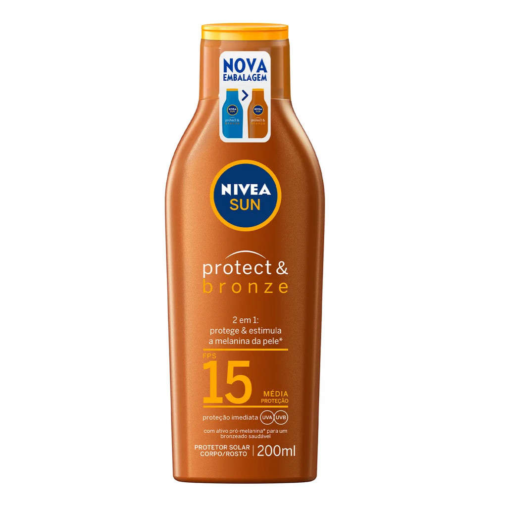 Bronzeador Nivea Protect & Bronze FPS15 200ml 2em1 Protetor