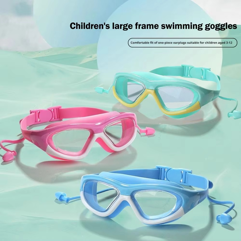 Óculos de Natação Infantil com Protetor de Orelha - À Prova d'Água, Antiembaçante e HD para Meninos e Meninas ANJIN em Oferta na Shopee
