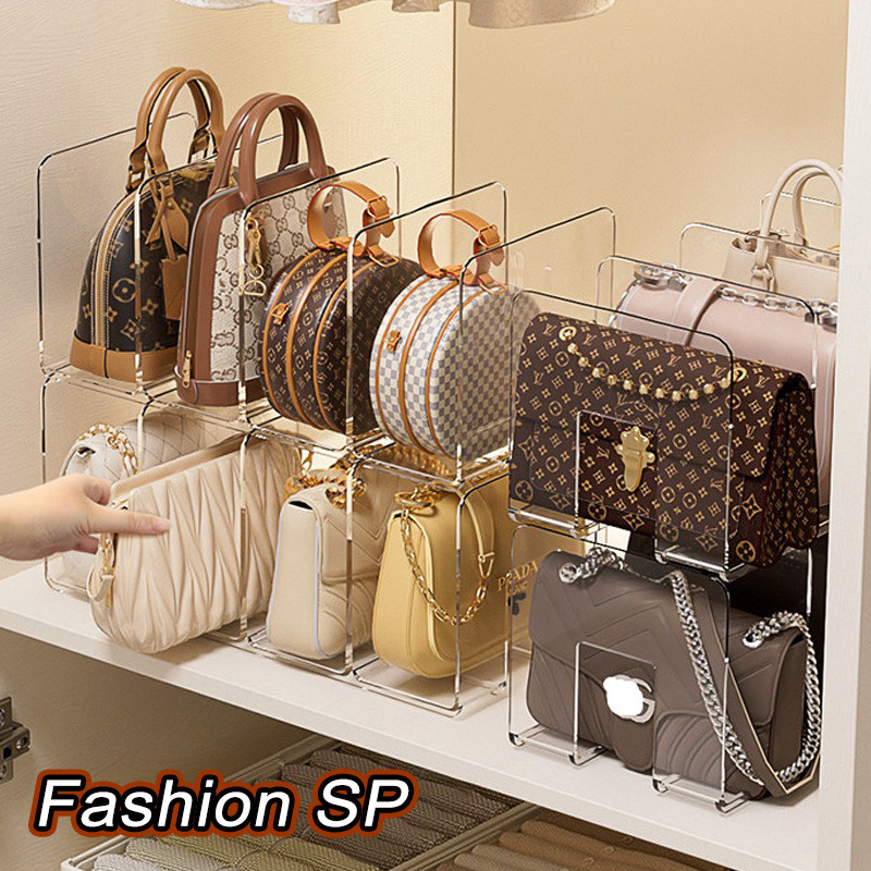 Organizador De Bolsas Feminino Em Acrílico Transparente Com 4 Compartimentos Para Carteiras, Bolsas De Ombro E Clutches