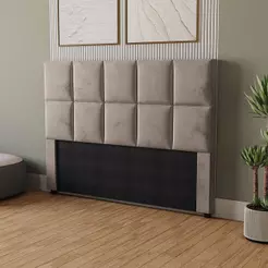 Cabeceira Cama Box Kappesberg Casal/Queen Veludo Cinza Claro 160cm