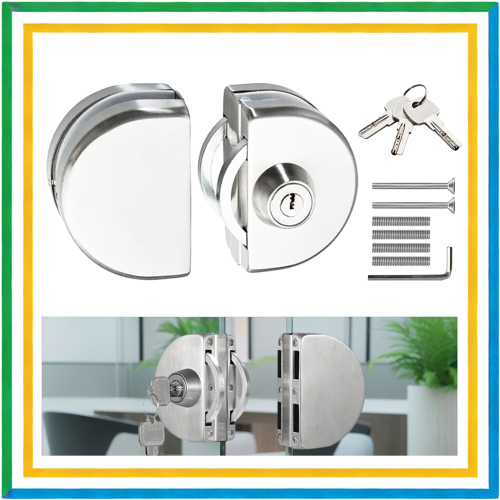 Fechadura de porta de vidro Fechadura de porta dupla Fechadura lateral única semicírculo de 8-12 mm