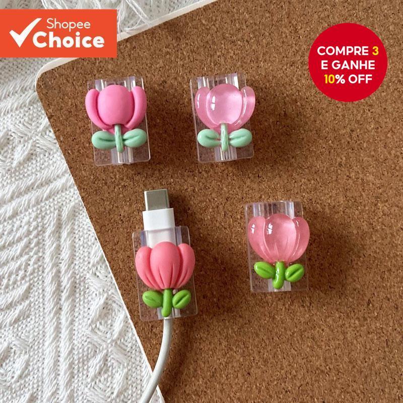 2Pairs De Protetor De Cabo Para Carregador De iPhone , De Telefone Com Padrão De Deslizamento Bonito Carregamento USB em Oferta na Shopee