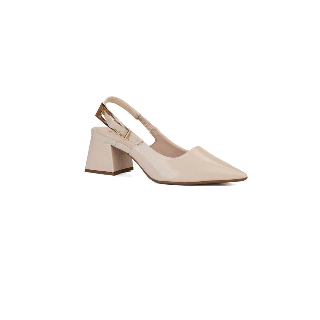 Scarpin Slingback Bebecê Salto Bloco Verniz Toffee · foto 2