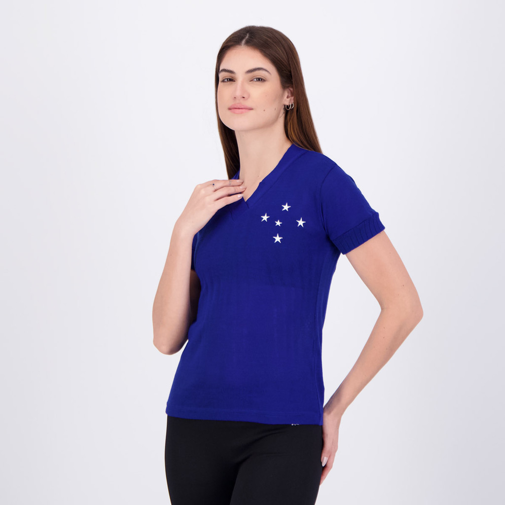 Camisa Cruzeiro Retrô 1976 Feminina Azul — imagem 2 de 2