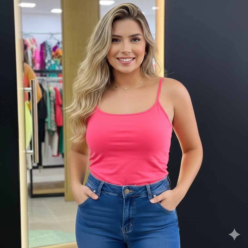 blusa feminina canelada tons neon elastano alça regata top lançamento