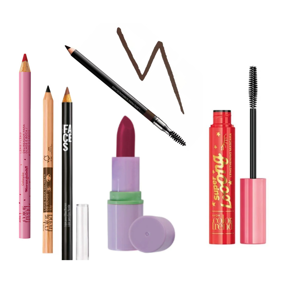 Kit Love -  Maquiagem Completo Olhos & Boca – Batom Marsala, Lápis Rimel