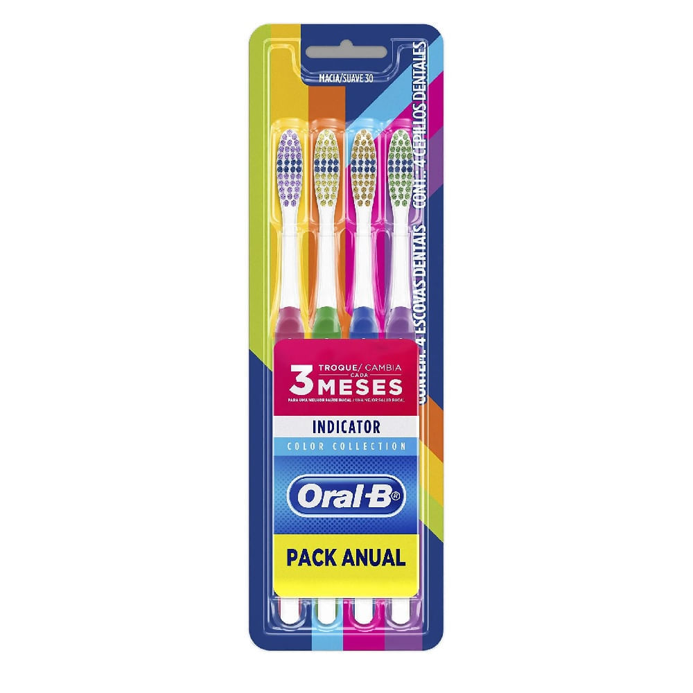 Escova Dental Oral B Indicator Color Collection 4 Unidades