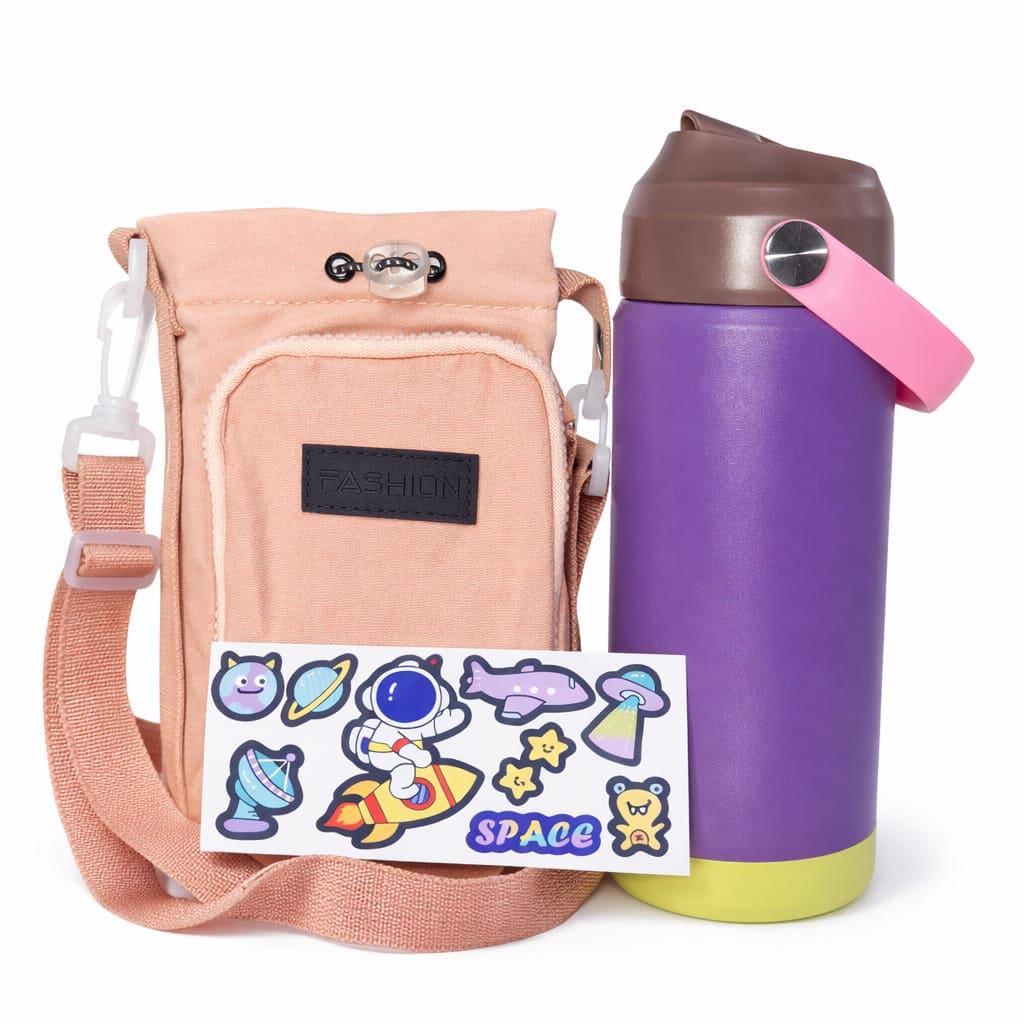 Bolsa Bag Garrafa Porta Celular Moderna + Garrafa Térmica 500ml
