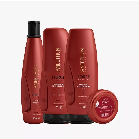 Kit force system shampoo, máscara, finalizador e dose aneethun