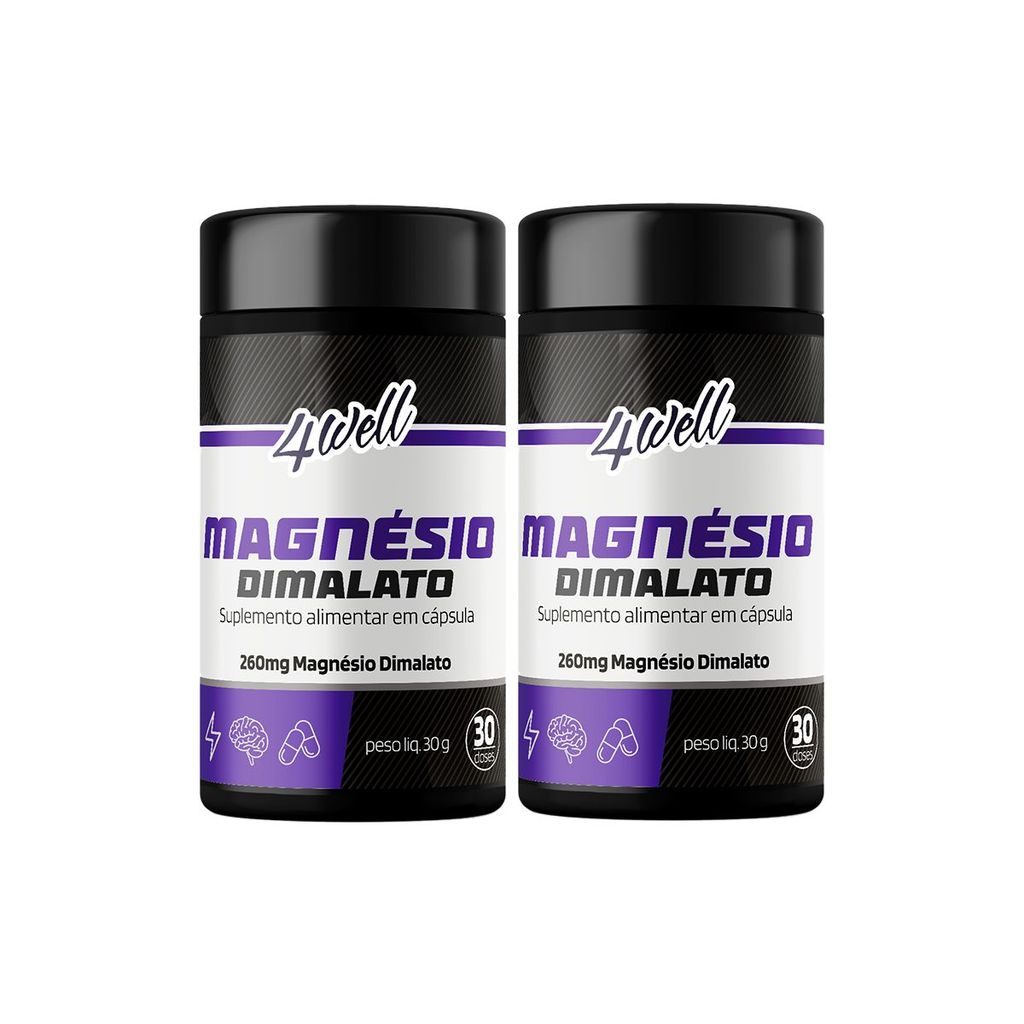 Magnésio Dimalato 4well 260mg - 60 cápsulas -  Combo 2 potes
