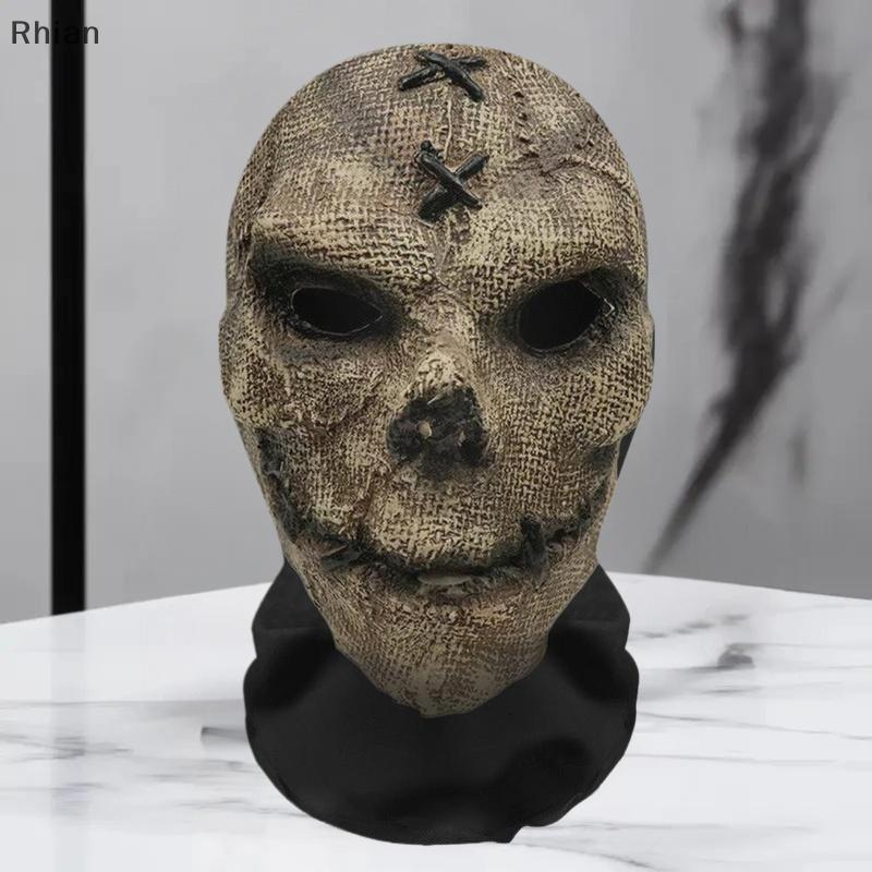 [Rhian] Halloween Ghost Face Impressa Em 3D Máscara Malha Elástica Rosto Inteiro Cocar Festa Engraçada Horror Cosplay Ad