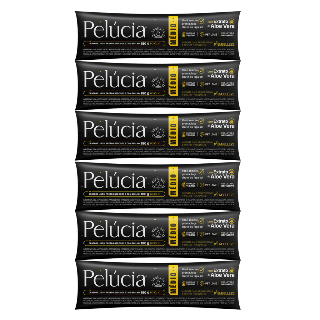 Kit C/ 6un Alisante Henê Pelúcia Medio BISNAGA 180g