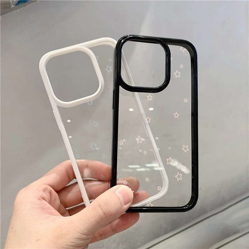 Capinha Capa Material transparente TPU Padrão de estrela Samsung A04 A05 A15 A32 A23 A34 A35 A50 A52 A55 A72 em Oferta na Shopee