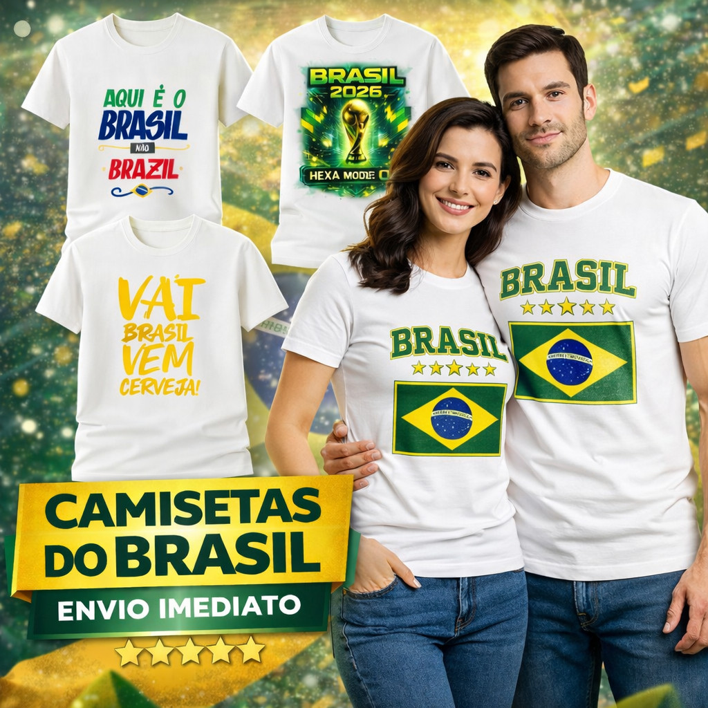 Camiseta Brasil Masculina e Blusa Feminina Copa do Mundo 2026 Envio Rápido