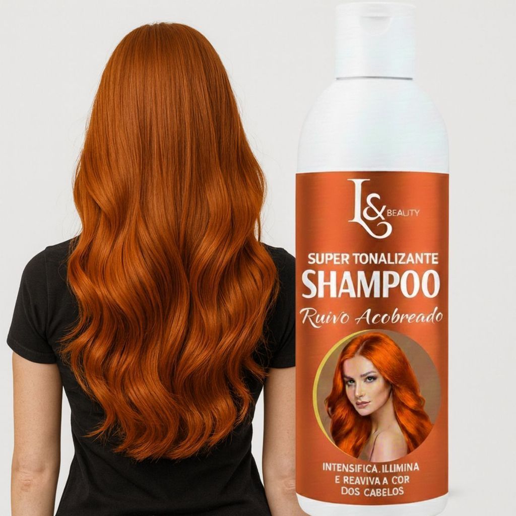 Kit Máscara Tonalizante Ruivo Acobreado + Shampoo Colored Ruivo 300ml L&BEAUTY — imagem 2 de 2