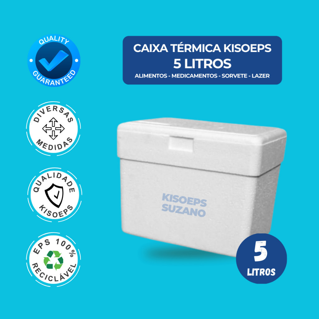Caixa termica isopor 5 Litros Medicamentos Sorvetes Alimentos isopor® Kisoeps Suzano Flex