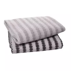 Jogo 2 Panos de Prato Lyor Verona 60x40cm 100% Algodão Cinza e Branco Alta Absorção Cozinha Sofisticada Decorações Ideal