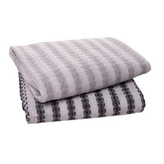 Jogo 2 Panos de Prato Lyor Verona 60x40cm 100% Algodão Cinza e Branco Alta Absorção Cozinha Sofisticada Decorações Ideal