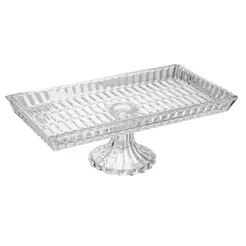 Travessa com Pé Geneva 34,5cm Cristal Ecológico Wolff para Servir Pratos Doces Frutas Sobremesas Mesa Posta Elegante Lar