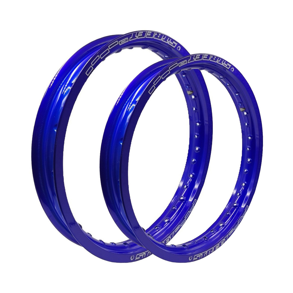 Par Aros em Alumínio Viper Street 21x185 e 18x215 Xre Sahara 300 Tornado 250 Crf 230 Lander Ténéré Xr Dt Azul