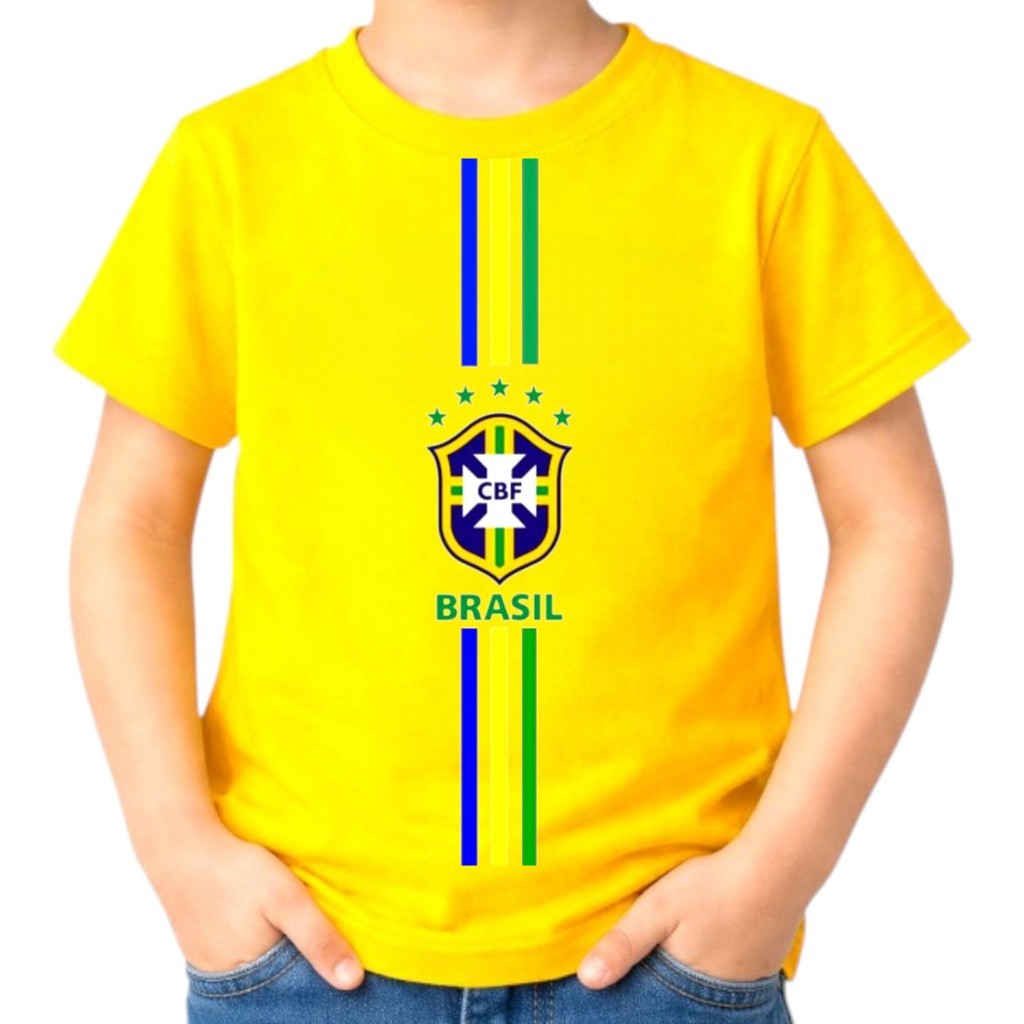 Camiseta Infantil Copa do Mundo Brasil 2 a 14  100% Algodão