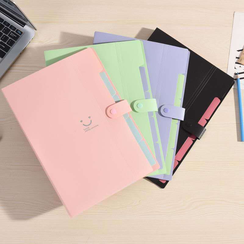 pasta de Arquivo A4 sanfonada colorida organizadora expansível de documentos 5 divisória em Oferta na Shopee