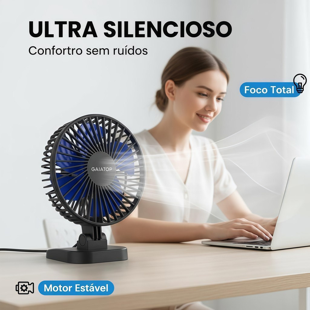 MINI Ventilador Portátil de Mesa Gaiatop Tf30 3 Velocidades com Cabo USB  Ultra Silencioso em Oferta na Shopee