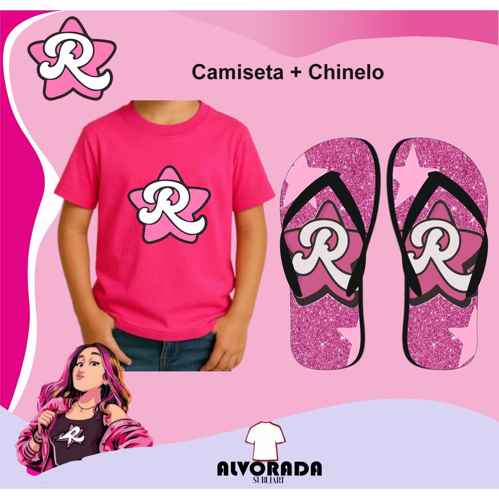 Kit Infantil  Emilly Vick Promoção Camiseta 100% Algodão + Chinelo Sublimado Emilly Vick Youtuber